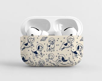 Space Dog Custom Case AirPods Pro 2/1/2/3/4 Iphone Accesories Airpods Pro 2nd/1stGen Case, Beige Blue Celestial Gift For Dog Lovers