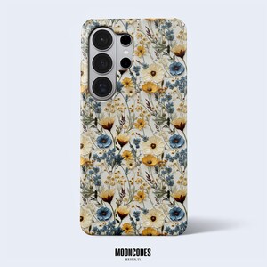 Vintage Floral Phone Case, Retro Magnetic Cover Samsung Galaxy S26 S25 S24 S22 Ultra A73 A56 A55 A53 A16 Note 20 Pressed Flower Print Gift