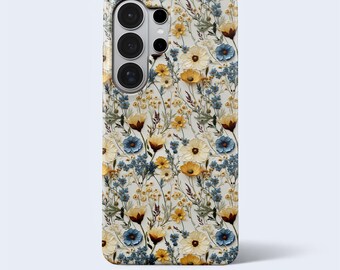 Vintage Floral Phone Case, Retro Magnetic Cover Samsung Galaxy S26 S25 S24 S22 Ultra A73 A56 A55 A53 A16 Note 20 Pressed Flower Print Gift