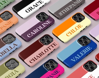 Personalized Name Phone Case, Custom Color Monogram MagSafe Cover IPhone 17 16 15 ProMax Samsung S26 S25 S24 Ultra Gift Google Pixel 10 Case
