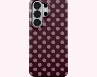 Custodia per telefono personalizzata a pois bordeaux per Samsung Galaxy S26 S25 S24FE S22 Ultra, Spot Retro A73 A56 A55 A53 Note 20 Cover, Opzione Nome Regalo