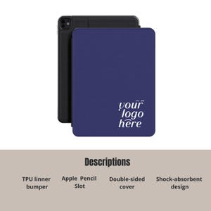 Étui iPad personnalisé avec logo, étui professionnel personnalisé pour tablette, ajoutez votre logo, code QR ou nom, coque de protection pour iPad 13, 12, 11 Pro, 8e, 7e et 6e générations image 4