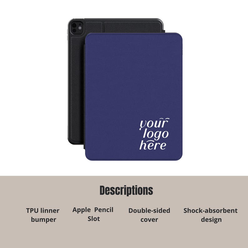 Étui iPad personnalisé avec logo, étui professionnel personnalisé pour tablette, ajoutez votre logo, code QR ou nom, coque de protection pour iPad 13, 12, 11 Pro, 8e, 7e et 6e générations image 4