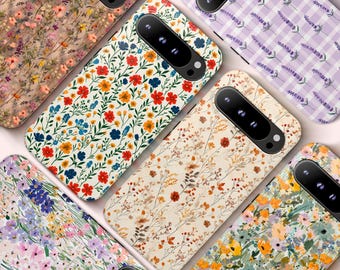 Vintage Flowers Phone Case for Google Pixel 10 9 8 7 Pro XL, Wildflowers Google Pixel 10A 9A 8A 7A 6A, Botanical Magnetic Cover Gift