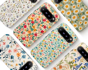 Vintage Flowers Phone Case for Google Pixel 10 9 8 7 Pro XL, Wildflowers Google Pixel 9A 8A 7A 6A, Botanical Magnetic Cover Gift