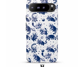 Raccoon Phone Case, cute Cover Google Pixel 10 9 8 7 6 Pro XL, Blue animal Pixel 9A 8A 7A 6A Cover, Magnetic Case Gift for Animal Lovers