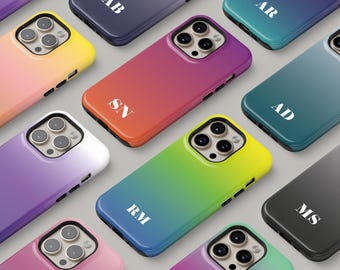 Initials iPhone Case, Custom Initials Gradient Color For Iphone Magsafe, Samsung and Pixel Magnetic Case -  Personalized Monogram Cover Gift