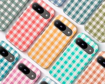 Gingham Google Pixel Phone Case: Checkered Magnetic Pixel 10 9 8 7 6 5 Pro XL Name Option 9A 8A 7A 6A Matte Glossy Personalized design Gift