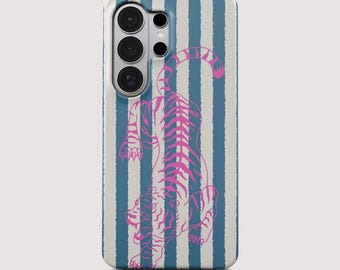 Cover con stampa animalier a righe retrò, cover con animali per Samsung Galaxy S26 S25FE S24 S20+ Ultra A73 A56 A55 A53 A16, cover dal design artistico, idea regalo