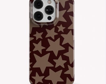 Brown Star Phone Case: Retro Stars Pattern Y2K Minimalist for Iphone 18 17 16 15 14 13 Cover Google Pixel 11 10 9 8 7 6 Galaxy S26 S25 S24