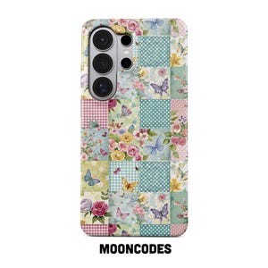 Lente Collage Hoesje met Bloemenmotief, Magnetisch, Samsung Galaxy S26 S25 S24 FE S23 Ultra, Patchwork Bloemen, Samsung A57 A56 A37 A53 A15 Note 10 Hoesje Cadeau