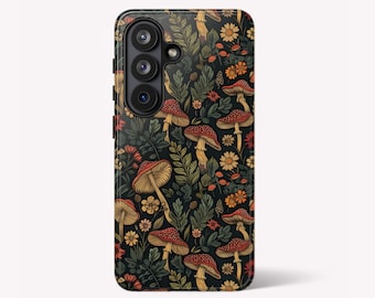 Dark Mushroom Cottagecore Phone Case:  Samsung Galaxy S26 S25 S24 S23 S22FE Ultra, Samsung A57 Flip 8 Floral Aesthetic Protective Cover Gift