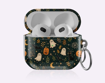 Midnight Halloween Case AirPods Pro 1/2/3/4/5, Iphone Accesories 2nd/1stGen Case,  Dark Green Gift For Her, Halloween season Airpods 5 Cover