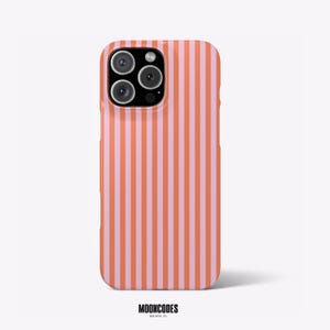 Pink Striped Phone Case: Custom Monogram, Preppy Cover iPhone 17 16e 15 14 MagSafe Pixel 10 9 Samsung Galaxy S26 S25 S24 FE Magnetic Cover
