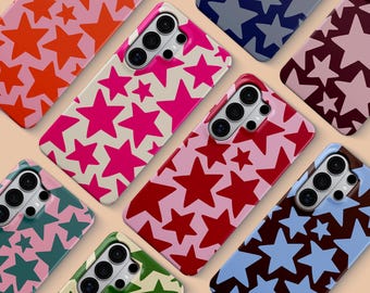 Custodia per telefono con motivo a stelle per Samsung Galaxy S26 S25FE S24 S23 Ultra, cover retrò Y2K, cover colorata per Samsung A73 A56 A55 A53 A16 Note 20, idea regalo.