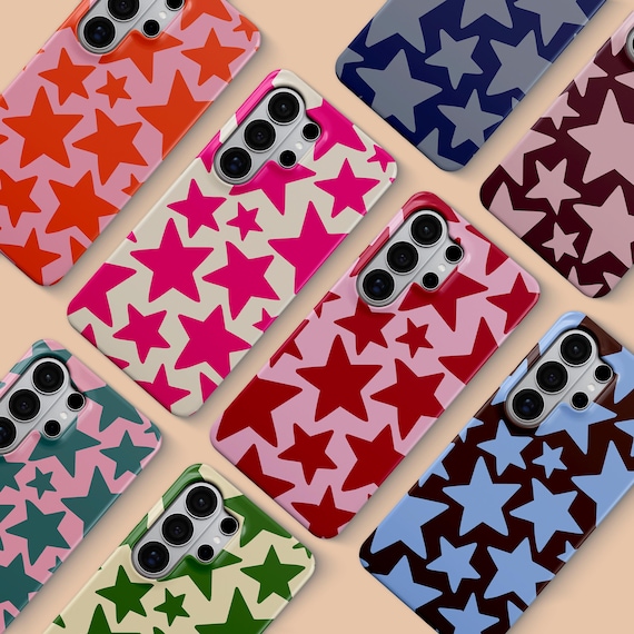 Star Pattern Phone Case for Samsung Galaxy S26 S25FE S24 S23 Ultra, Retro Y2K Cover, Colorful Samsung A73 A56 A55 A53 A16 Note 20 Cover Gift