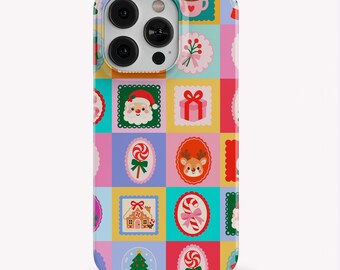 Vintage Christmas Phone Case: Cute Retro Holiday Patchwork  for Iphone 18 17 16 15 14 Magsafe,  Google Pixel 11 10 8  Samsung Galaxy S26 S25