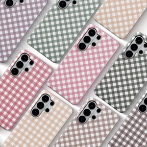 Gingham Custom Phone Case, Checkered Magnetic Samsung Galaxy S26 S25 S24 FE S23 Ultra, Personalized Name A73 A56 A55 A53 Note 20 Cover Gift