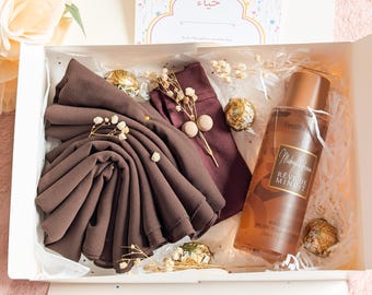 Luxury Hijab Gift Set: Chiffon Scarf, Magnet Pins & Fragrance