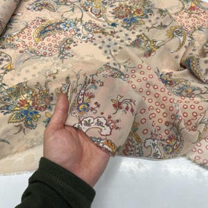 Blush Pink Floral Chiffon Fabric – Lightweight Sheer Soft Material  | 150 cm Width