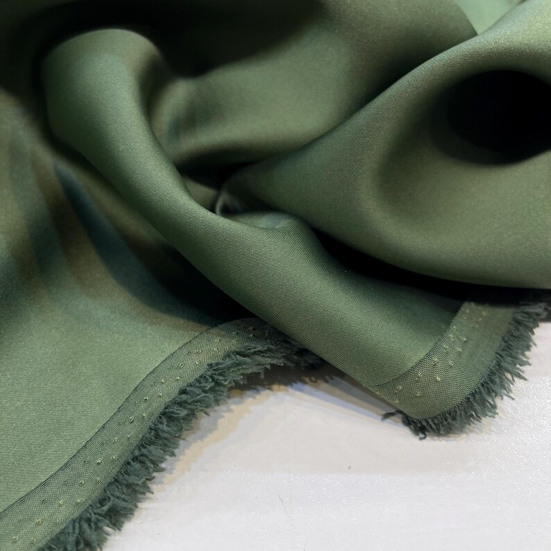 Olive Green Acetate Satin Fabric – Luxury Shiny Soft Material | 150 cm Width