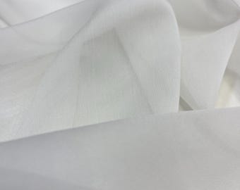 Tela de gasa brillante color blanco roto – Material elegante y transparente para vestidos, blusas, / 150 cm de ancho