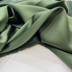 Olive Green Acetate Satin Fabric – Luxury Shiny Soft Material | 150 cm Width