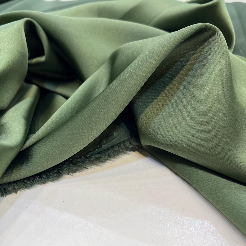 Olive Green Acetate Satin Fabric – Luxury Shiny Soft Material | 150 cm Width