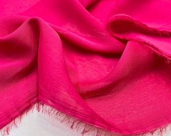 Tela de gasa rosa fucsia brillante – Material elegante y transparente / 150 cm de ancho