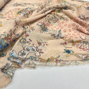 Blush Pink Floral Chiffon Fabric – Lightweight Sheer Soft Material  | 150 cm Width