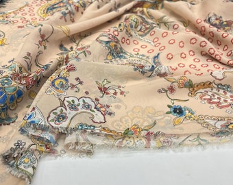 Tela de gasa floral rosa ruborizado: material ligero, transparente y suave / 150 cm de ancho