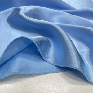 Ice Blue Satin Fabric, Double-Width 150 cm, Lightweight, Drapey Shiny Fabric for Evening Wear, Dresses, Pants, Jackets, Shirts, and Coats