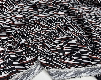 Abstract Striped Cotton Viscose Fabric: Modern Geometric Design, 150cm Wide