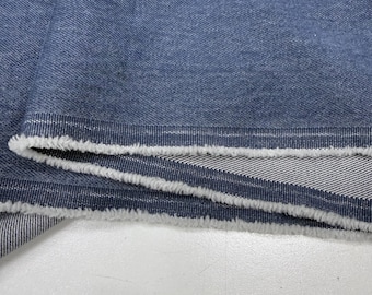 Soft Blue Stonewashed 100% Cotton Denim Fabric – Medium-Weight Material for Jackets | 150 cm Width
