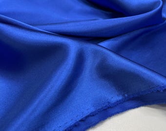 Blue Satin Fabric – Lightweight Drapey Shiny Material for Evening Wear, Dresses,  | 150 cm Width