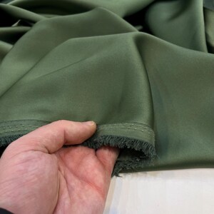 Olive Green Acetate Satin Fabric – Luxury Shiny Soft Material | 150 cm Width