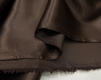 Brown Satin Fabric – Lightweight Drapey Shiny Material for Evening Wear | 150 cm Width