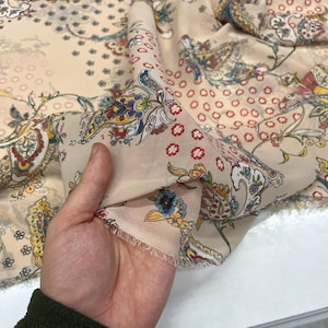 Blush Pink Floral Chiffon Fabric – Lightweight Sheer Soft Material  | 150 cm Width