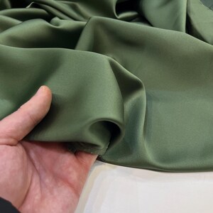 Olive Green Acetate Satin Fabric – Luxury Shiny Soft Material | 150 cm Width