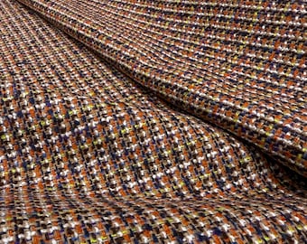 Autumn Color Italian Wool Tweed Fabric by the Yard – Textured Fashion Material | 150 cm Width