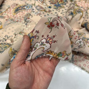 Blush Pink Floral Chiffon Fabric – Lightweight Sheer Soft Material  | 150 cm Width