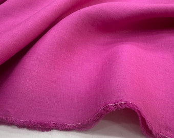 Fuchsia 100% Linen Fabric – Soft Natural Flax Material | 150 cm Width