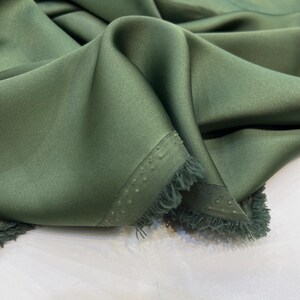 Olive Green Acetate Satin Fabric – Luxury Shiny Soft Material | 150 cm Width