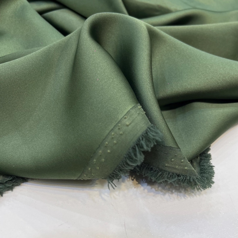 Olive Green Acetate Satin Fabric – Luxury Shiny Soft Material | 150 cm Width