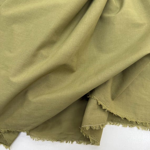 green color dress material Olive Cotton Voile Fabric – Soft Lightweight Summer (150 cm Wide) YGroup_kanthro-pleated