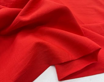 Tela de voile de algodón color naranja amapola – Material ligero y suave para vestidos de verano / 150 cm de ancho