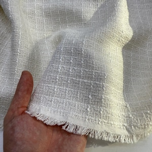 Cotton Wool Tweed, Broken White Jacket Fabric | 57 In Width, 1.64 Yards