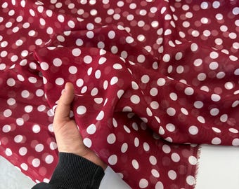 White Polka Dot Chiffon Fabric by Yard (150 cm or 1.64 yards wide)