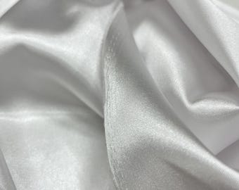 Off-White Satin Fabric – Lightweight Drapey Shiny Material for Evening Wear, | 150 cm Width