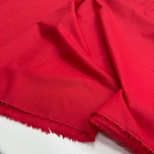 Cotton Voile Fabric, Bright Red Lightweight Summer Dress, Soft Breathable Drape | 100%, 150cm / 58in Wide